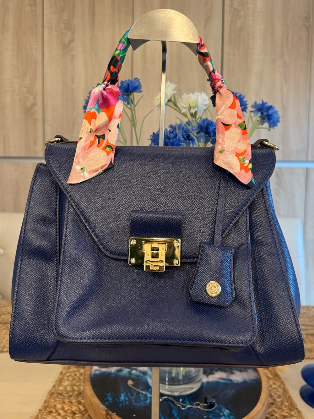 Samantha Vega Navy Kelly Style Tote Bag Gold Hardware + Twillys 💃🏻